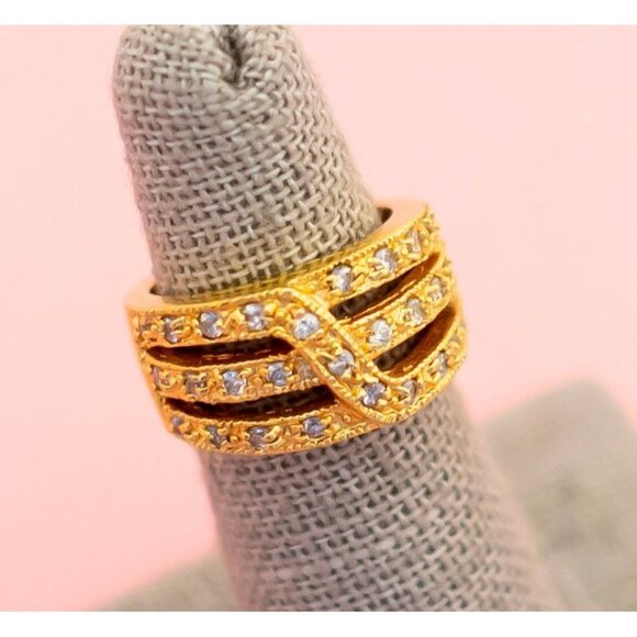 Vintage Royal Diamond Road Gold Tone Ring | Size 4 3/4 | PD | H25 - Picture 2 of 3